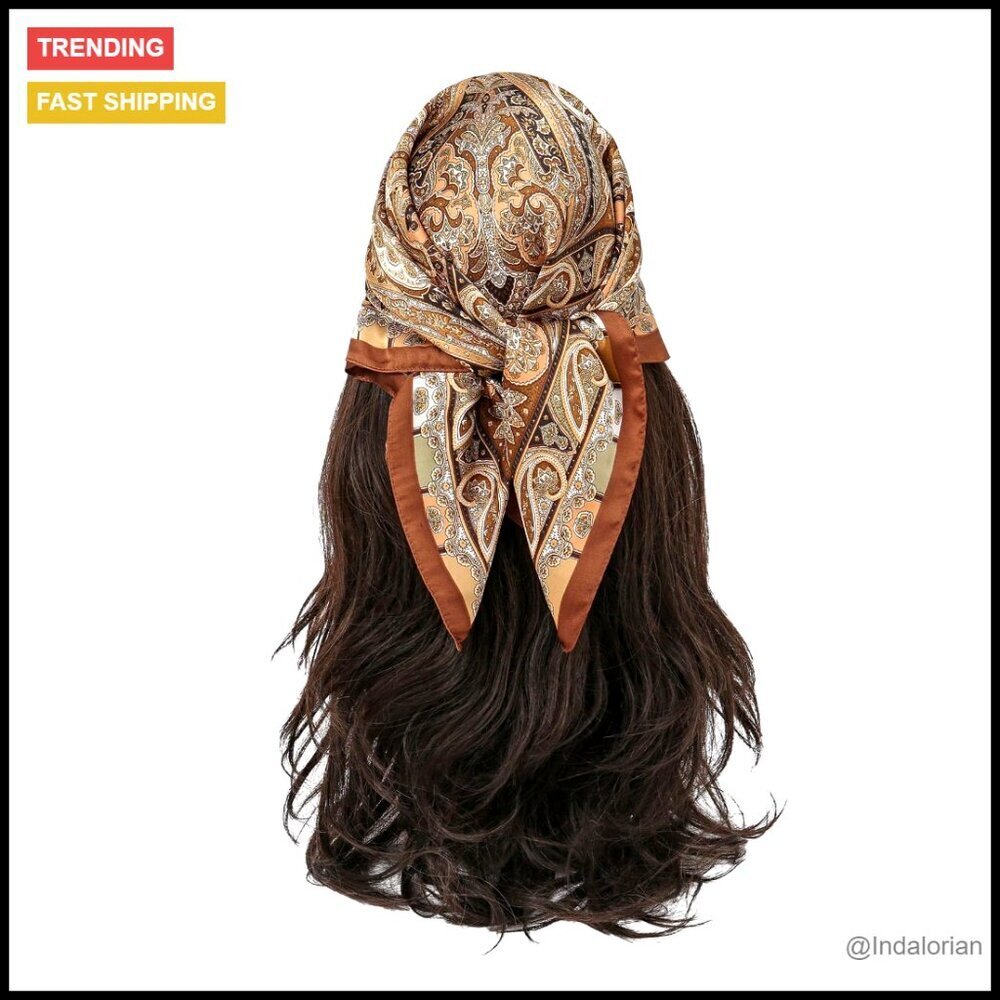 Silk Square Scarf Paisley Headband Bandana Elegant Boho Chic Hair Accessory
